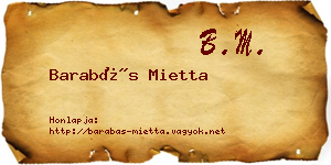 Barabás Mietta névjegykártya